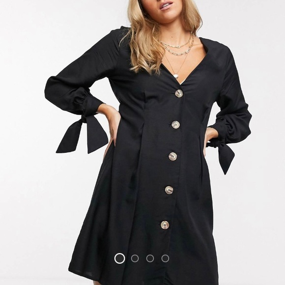 ASOS Black Mini Dress w/ Button Front - Picture 4 of 5